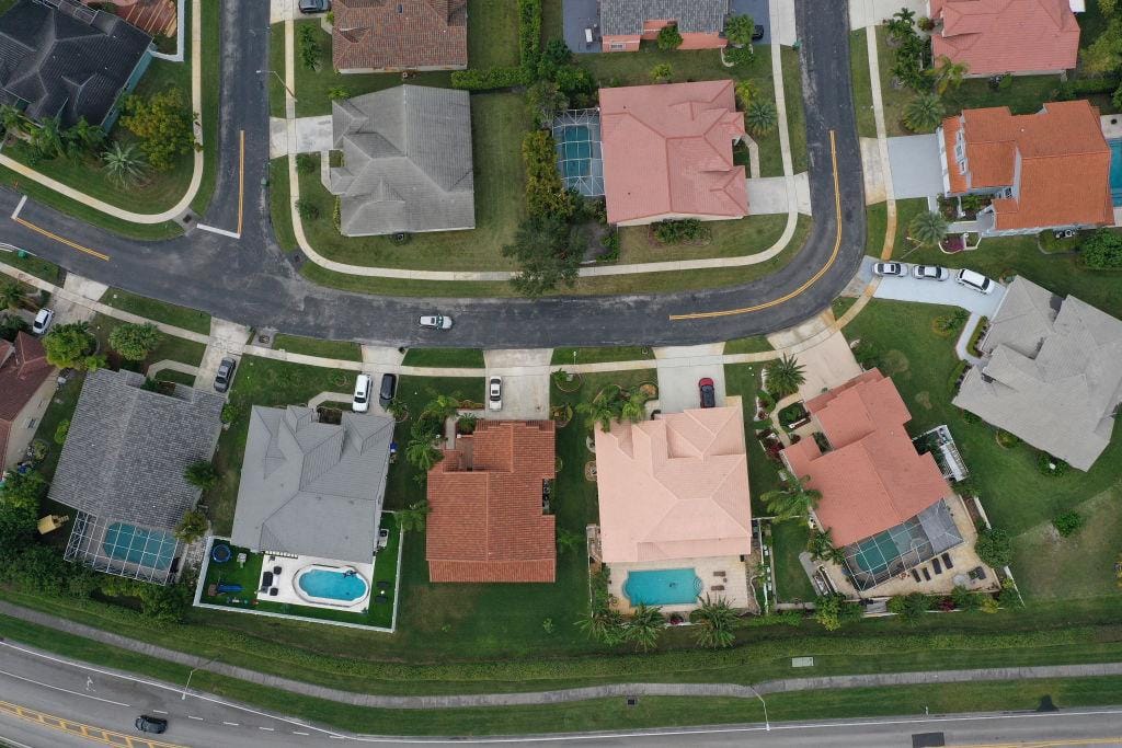 Aerial view of homes in Boca Raton, Florida